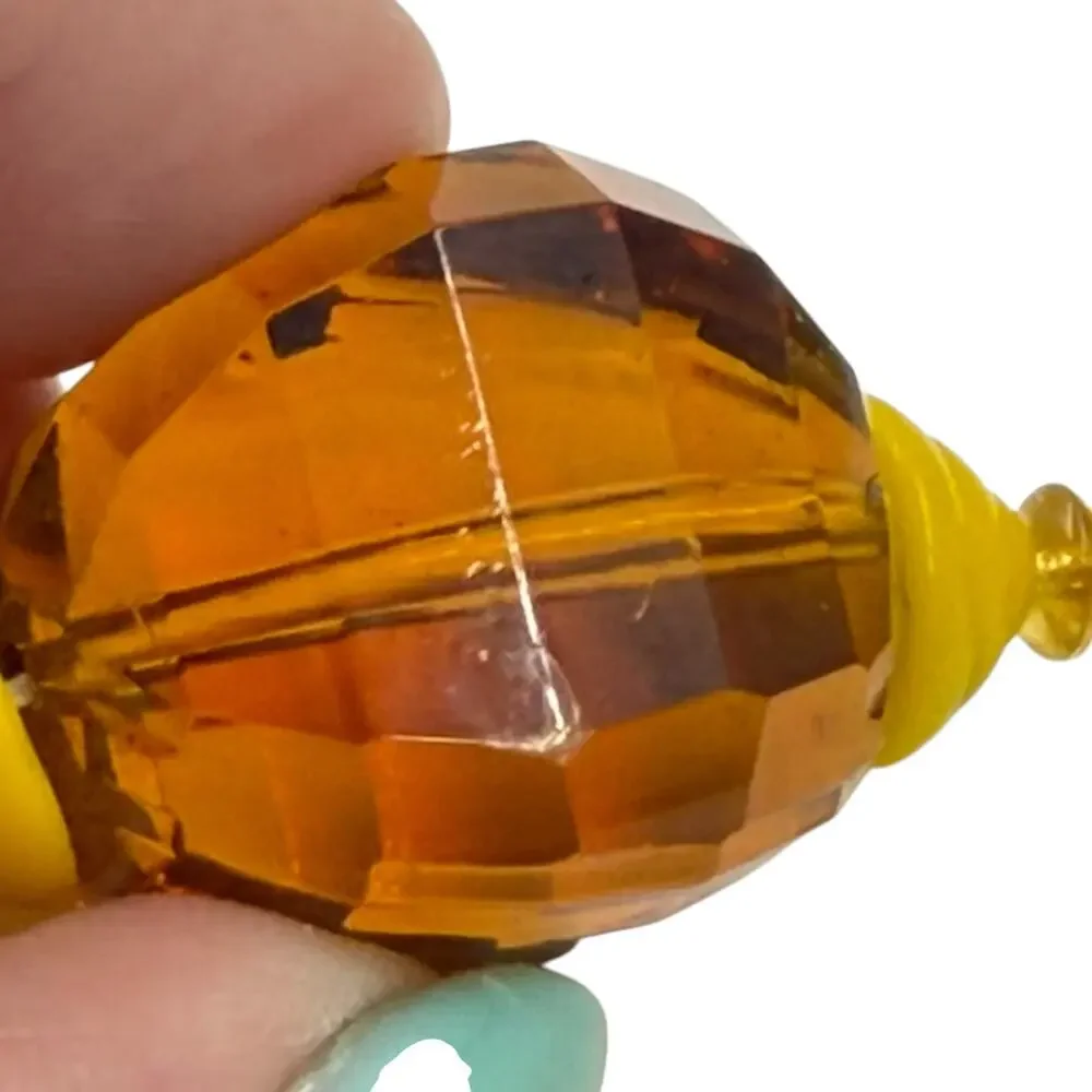 Vintage 30s Art Deco Amber Faceted Glass Yellow Celluloid Cone Choker Necklace